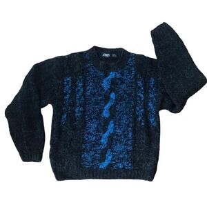 American Vintage 80-90s street scenes men’s sweater black & blue size medium